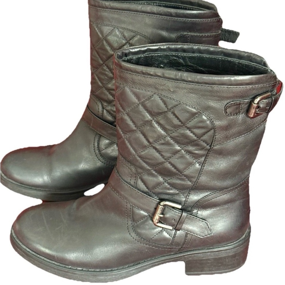 Aquatalia Quilted Leather Moto Boots black size 9